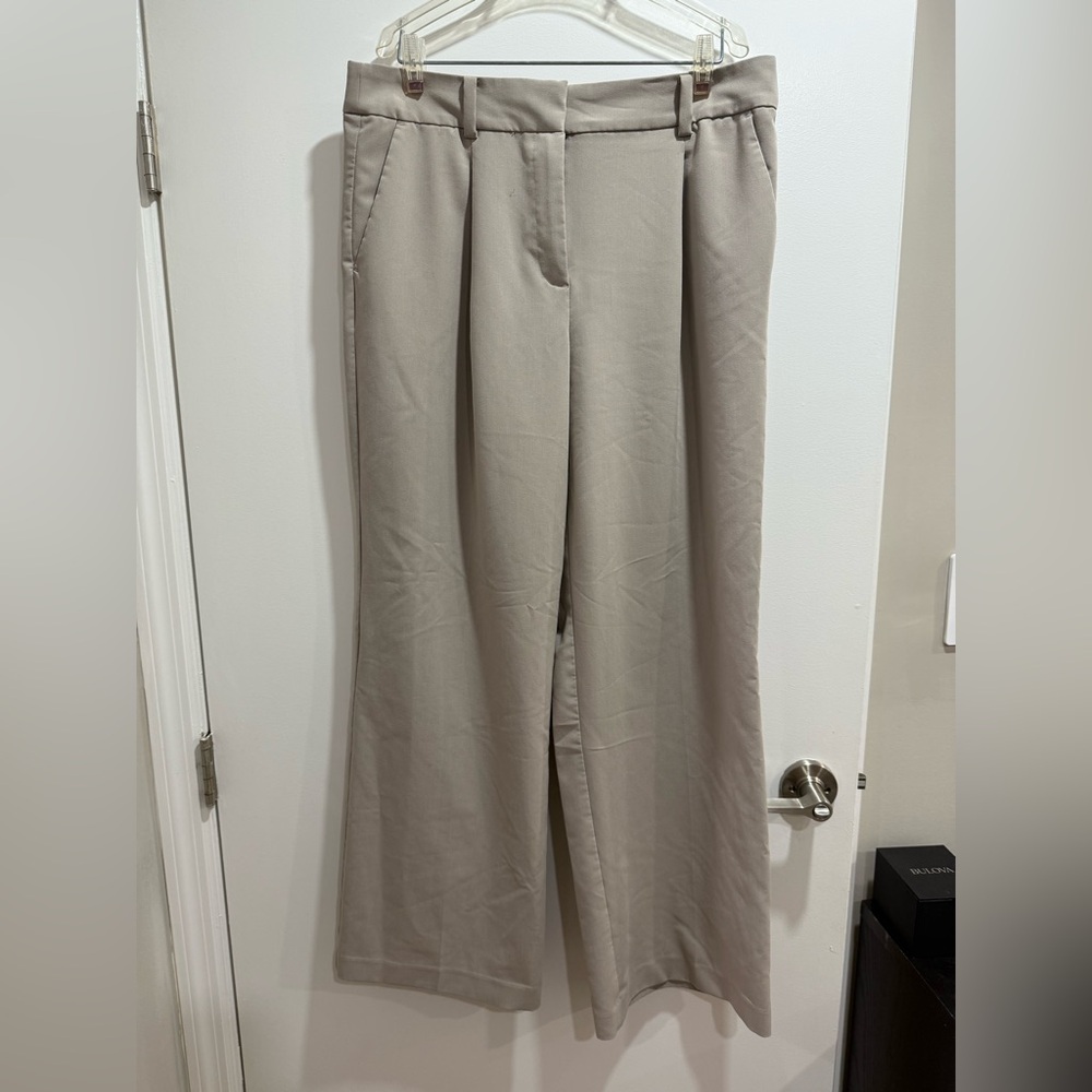 LOFT Beige Wide-Leg Trousers
